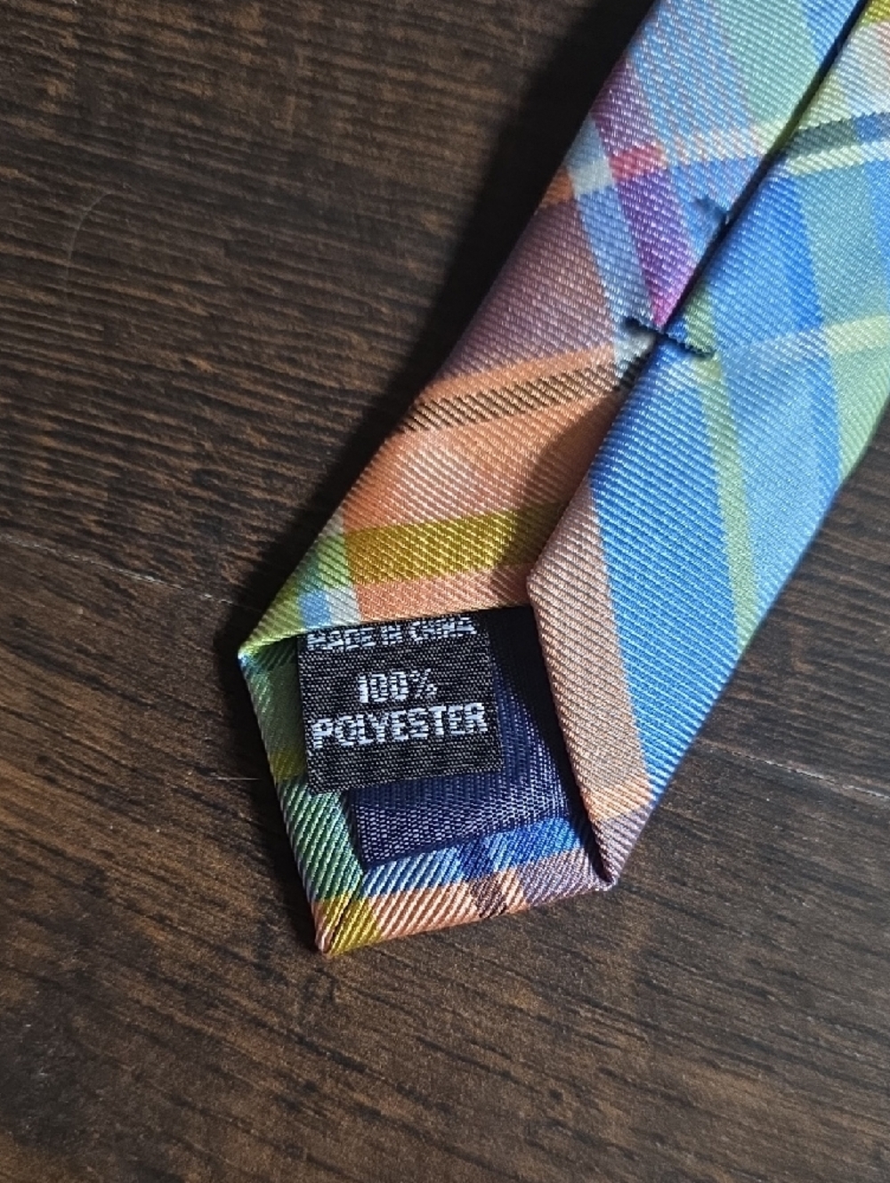 IZOD Plaid Pastel Men's Tie in Blue, Green & Pink - Picture 4 of 9